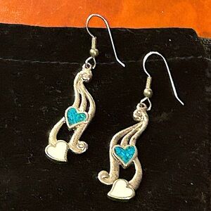Dancing Music Festival Hearts Earrings Turquoise White Silver Meghan 2025